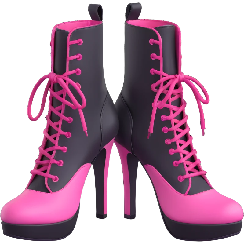 BLACKPINK-inspired gothic shoes, no hearts, black and pink, cute and emoji