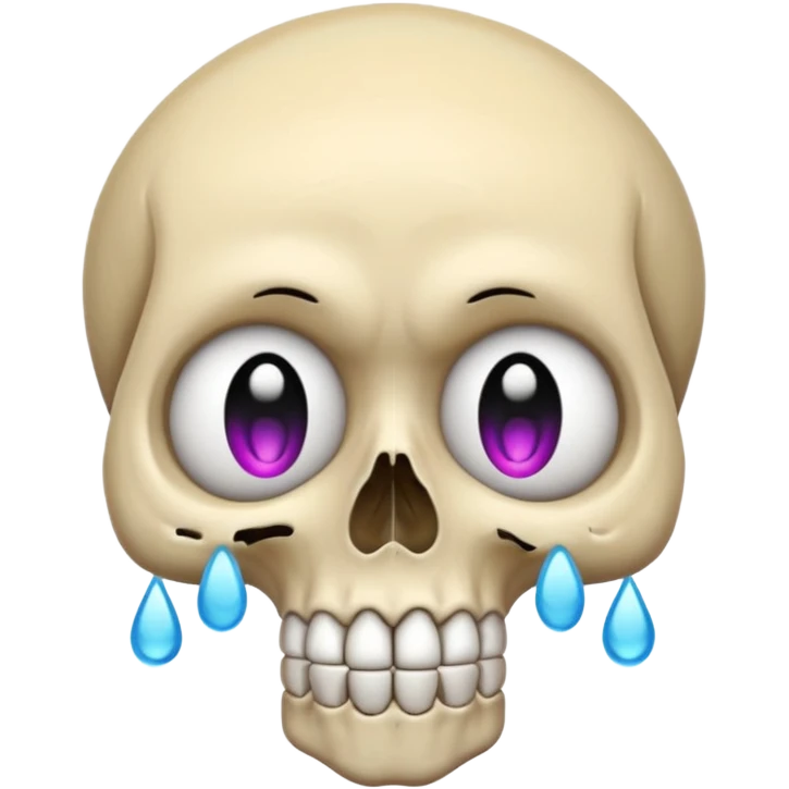 crying skull, cartoon style, expressive tears, colorful emoji style emoji