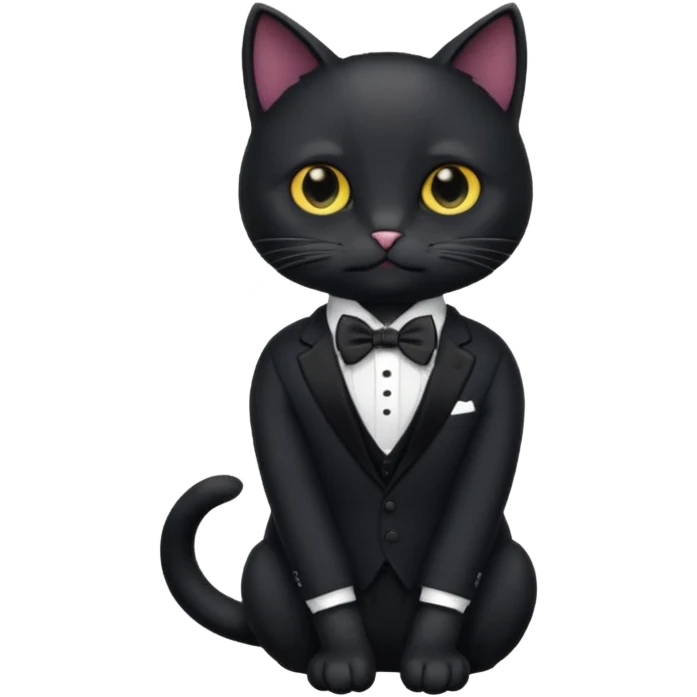 real cat black siting with a suit on emoji