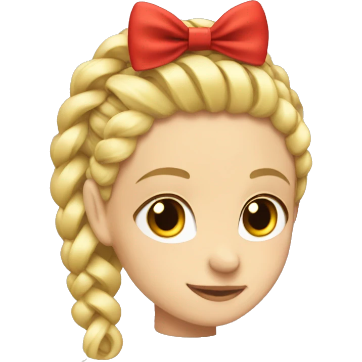 Blonde braid with red bow emoji
