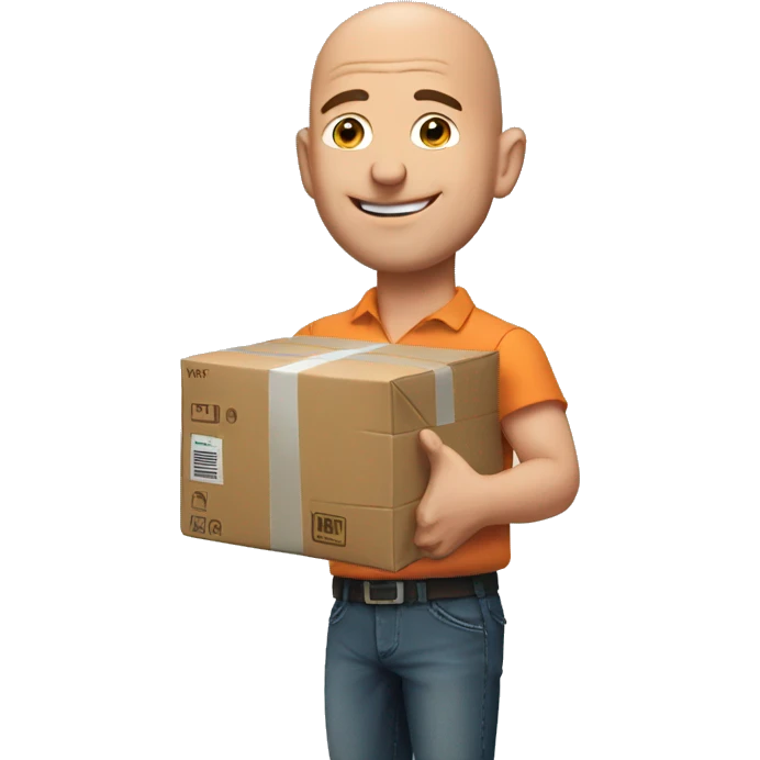 jeff bezos with amazon parcel in his hands emoji