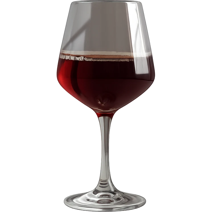Remove the background and keep only the realistic glass of red wine with a transparent background in photorealistic style. emoji