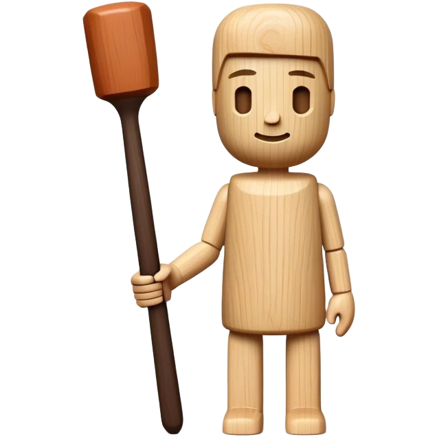 Wood sculpture icon, carved wooden figure, chisel and mallet, natural wood texture, minimalistic style, clean lines, no extra details, on a white background. emoji