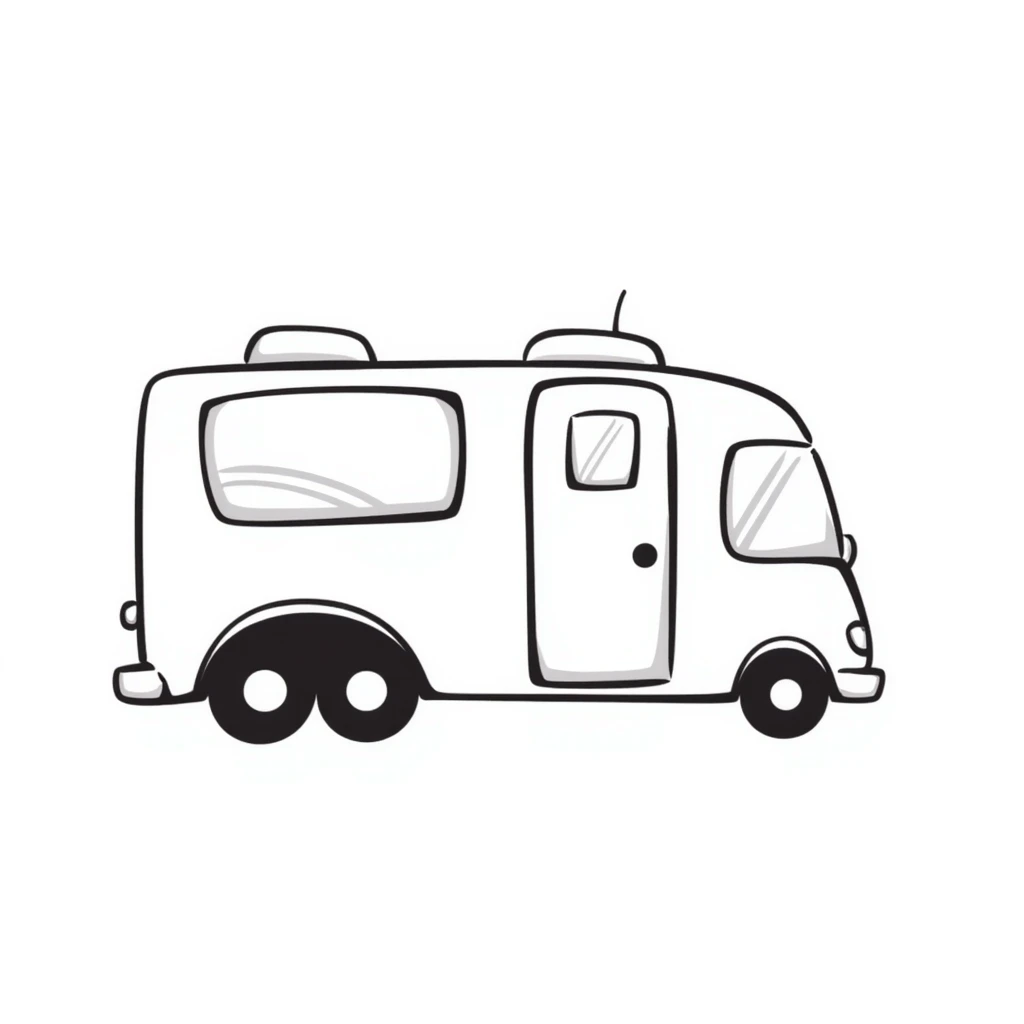 motorhome, hand drawn doodle style emoji