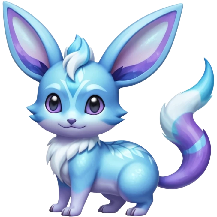 Colorful Iridescent Exotic Minccino-Aurorus-Glaceon-Fakémon-hybrid-creature (full body)  emoji