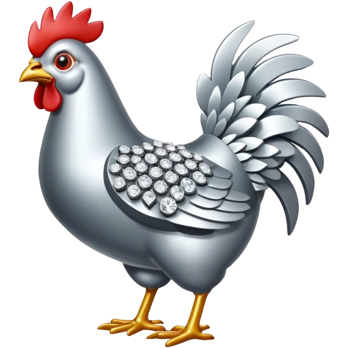 metal chicken with diamond bits emoji