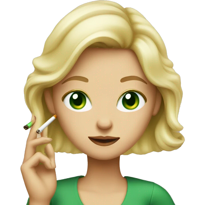 blonde girl with green eyes smoking a cigarette in her left hand  emoji