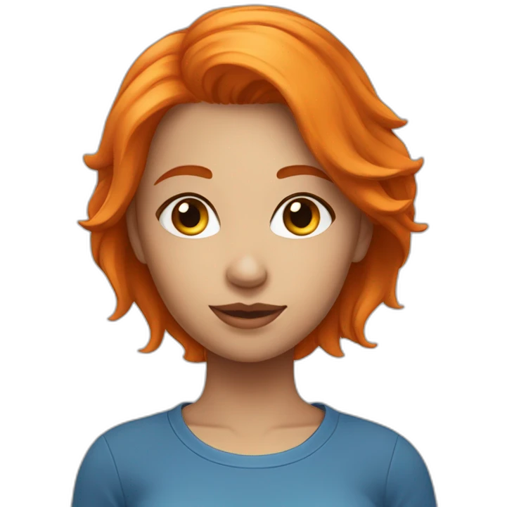 Beatiful girl with orange hair and blu shirt emoji