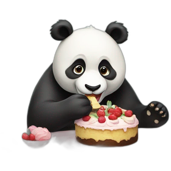Panda eating cake emoji