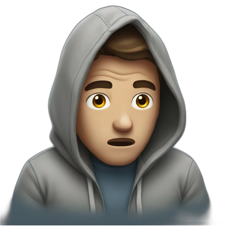 man in hoodie scared  emoji