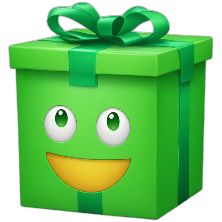 green gift box with smile face emoji