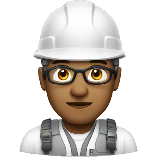 Ingeniero con cascos, lentes de seguridad, skin tone white emoji