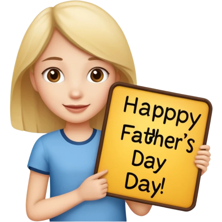 girl holding sign that says happy father’s day emoji