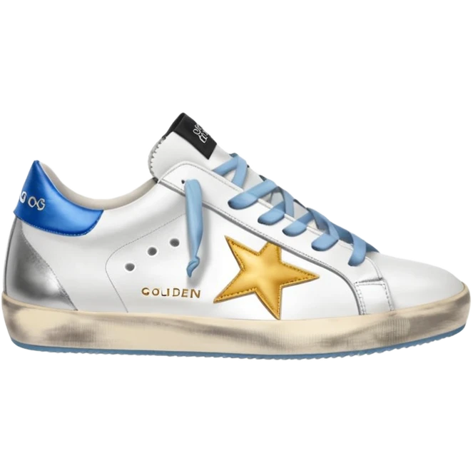 golden goose low sneakers white and silver star emoji