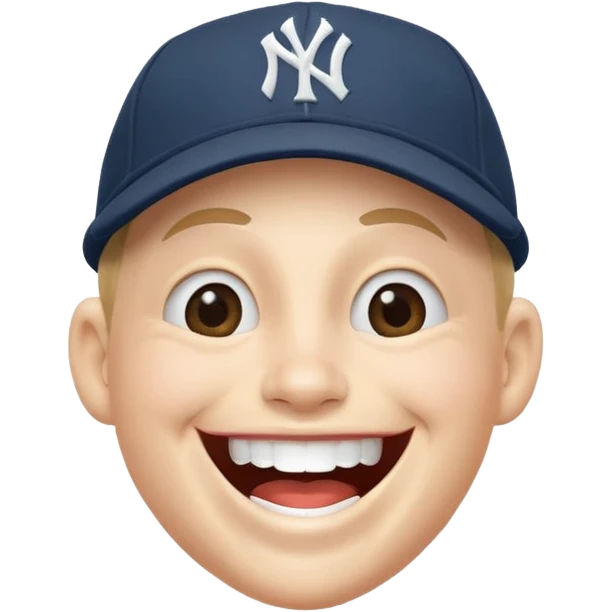 Laughing face wearing ny yankee cap emoji