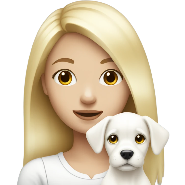 blonde girl with white puppy emoji
