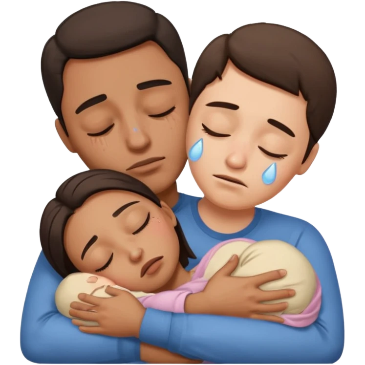 A man holding a sleeping woman in his arms whilst crying  emoji