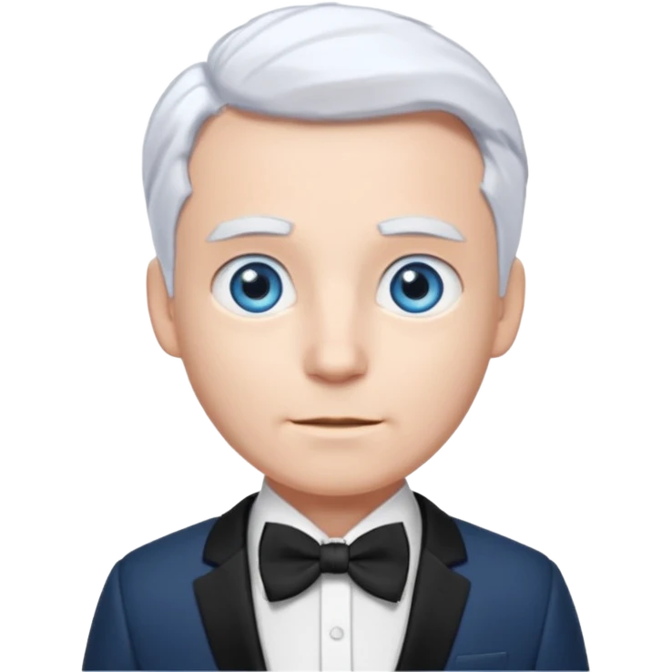 Boq from Wicked with blue eyes, white hair and suit with bow tie emoji