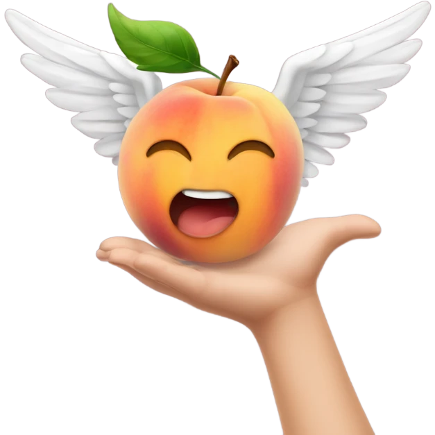 A peach emoji with wings and a hand slapping it  emoji