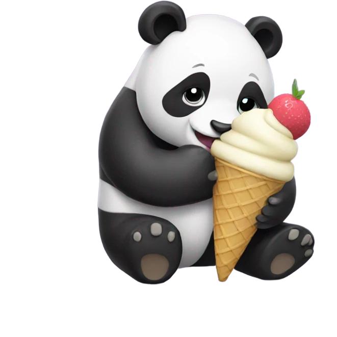 Panda eating ice cream emoji