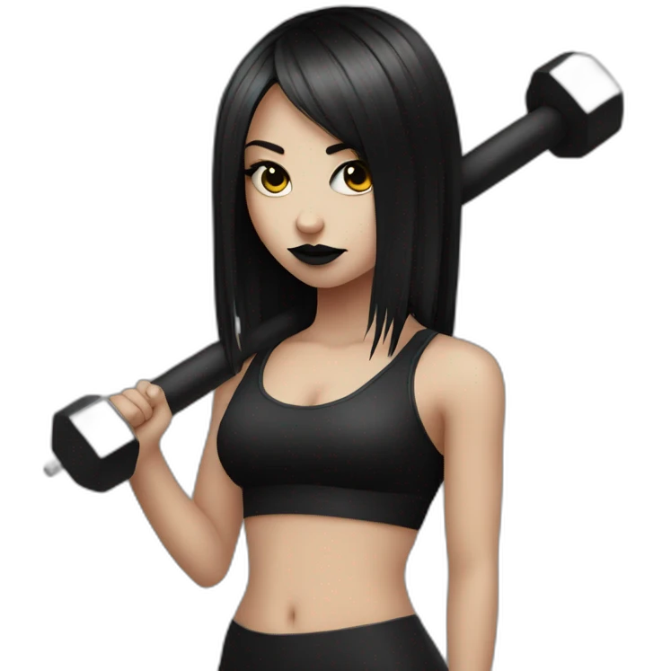 goth girl with a barbell emoji