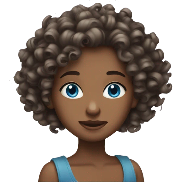 Long Curly girl blue eyes emoji