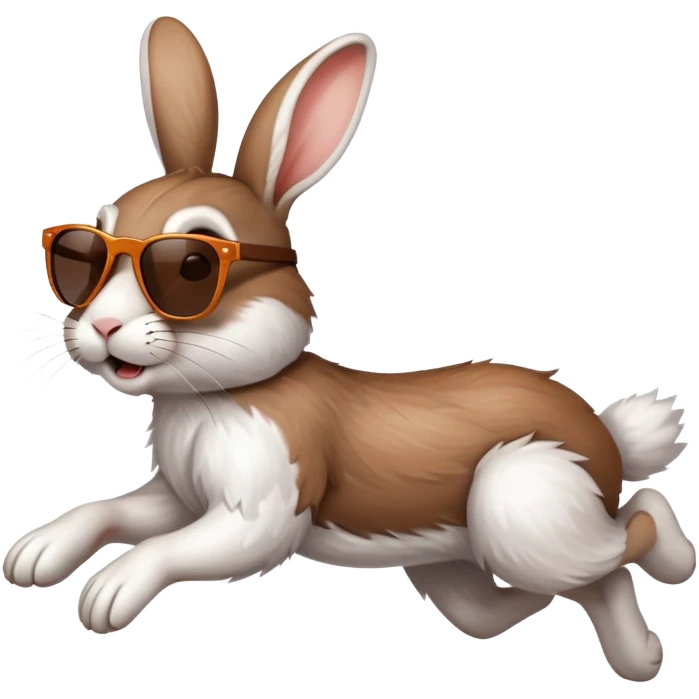 Running rabbit with sunglasses. Side profile emoji