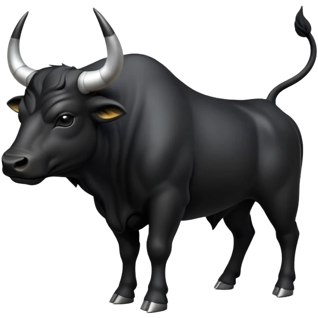 cinematic-[black bull]-realistic-full-body-standing-emoji,-tail-flicking-lazily,-head-tilted-dramatically,-sleek-[black]-fur,-simplified-yet-realistic-focused-features,-highly-detailed,-glowing-with-an-almost-sarcastic-glow emoji