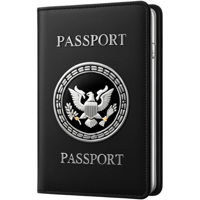 black passport with silver details emoji