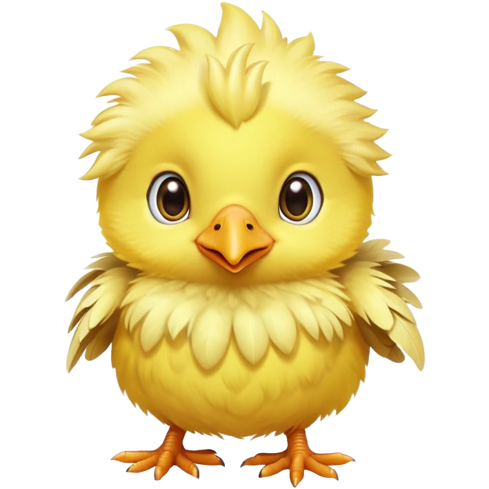 Baby chocobo from Final Fantasy, cute tiny yellow bird chick with fluffy feathers emoji
