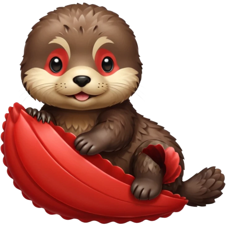 baby sea otter pup with red scallop emoji