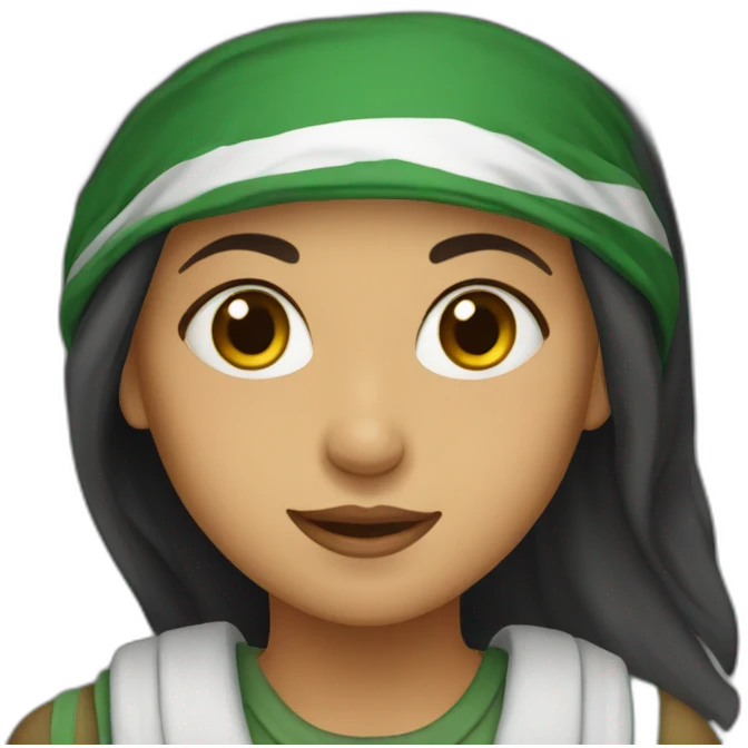 A girl wearin a Palesti emoji