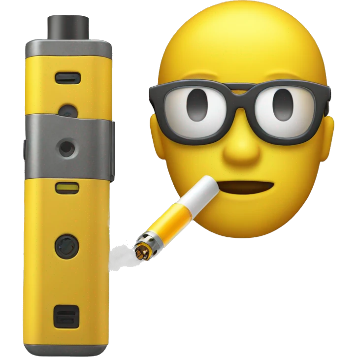 Yellow original emoji with vaping device  emoji