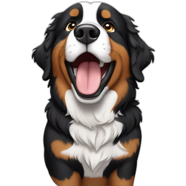 Bernese mountain dog singing with micro emoji