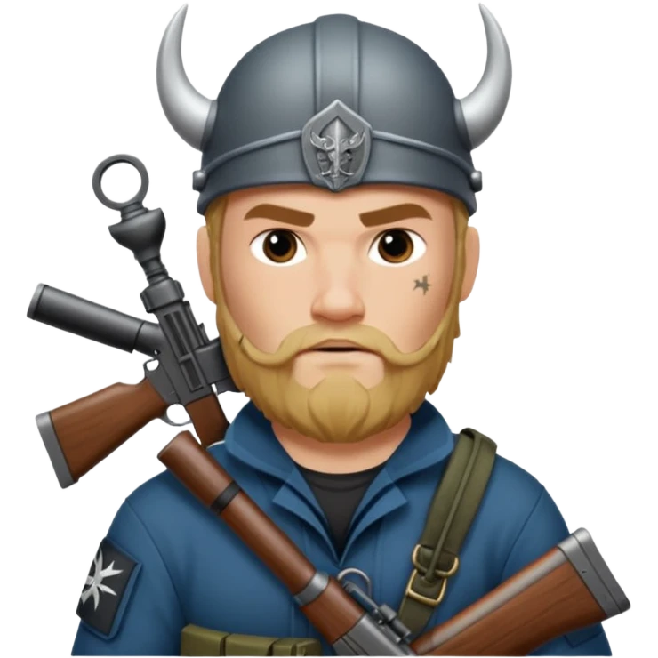 Viking in seal team 6 outfit with a military rifle emoji