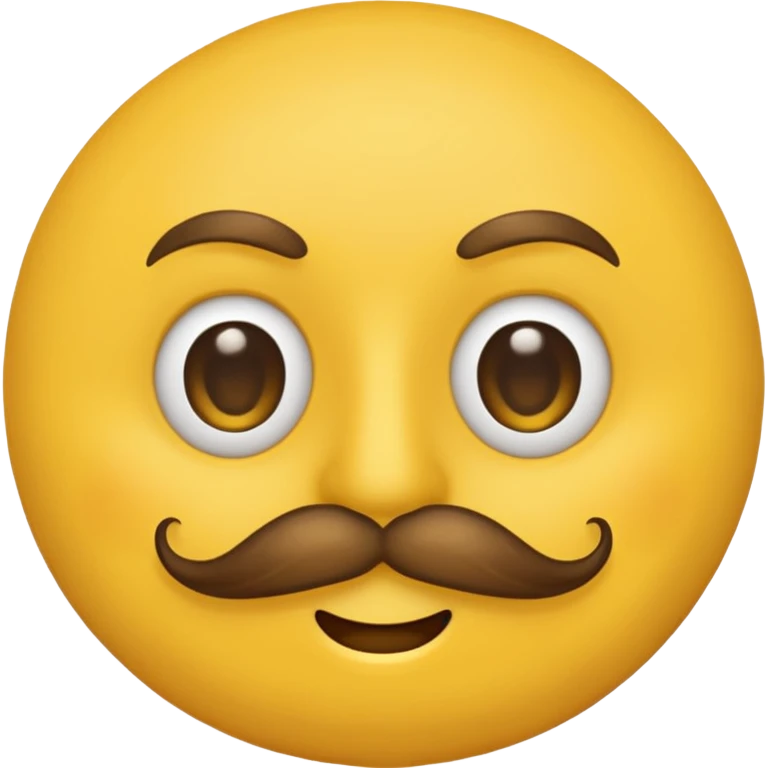 Mustache on a normal  yellow smiley with no dimple and more masculine expression  and regular eyes  emoji