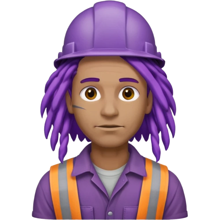 construction worker very dreadlocked purple haired man  emoji