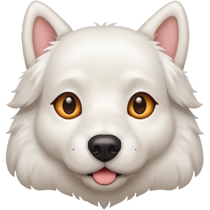 White dog with brown eye and ear emoji