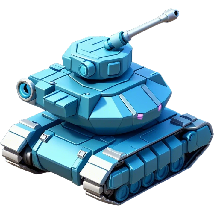 Clash of Clans aesthetic: Cinematic Playful 3D Isometric Space Tank Emoji, rendered in a 3D vector-style similar to standard emojis with minimal shading and bold, simplified shapes. A compact, distinct form with signature details, softly glowing with a futuristic sci-fi warfare charm. Simplified yet unmistakably iconic, highly detailed and consistent, glowing with a soft radiance and high shine. Stylized with a touch of high-tech brilliance and a soft glowing outline, capturing the essence of a beloved gaming relic with a friendly, playful manner! emoji