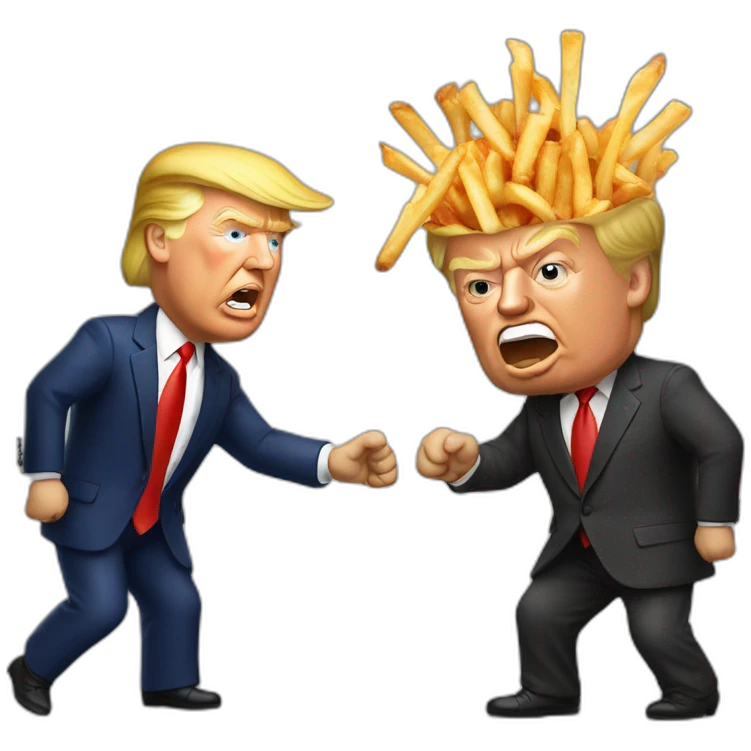 donald trump fighting with poutine emoji
