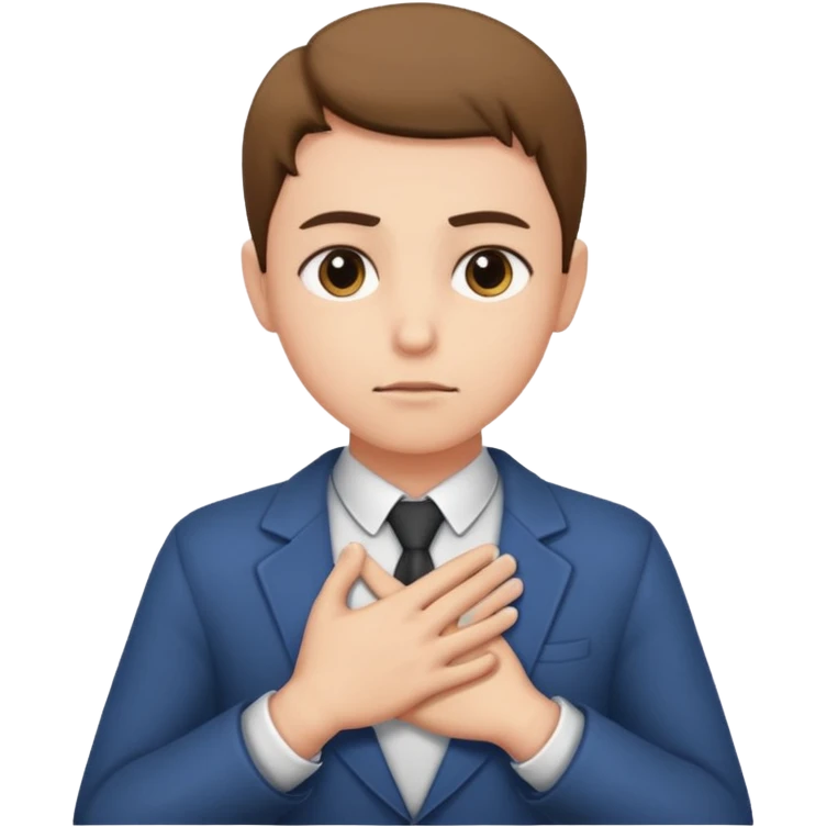 person with hand on chest, looking determined, taking a pledge emoji