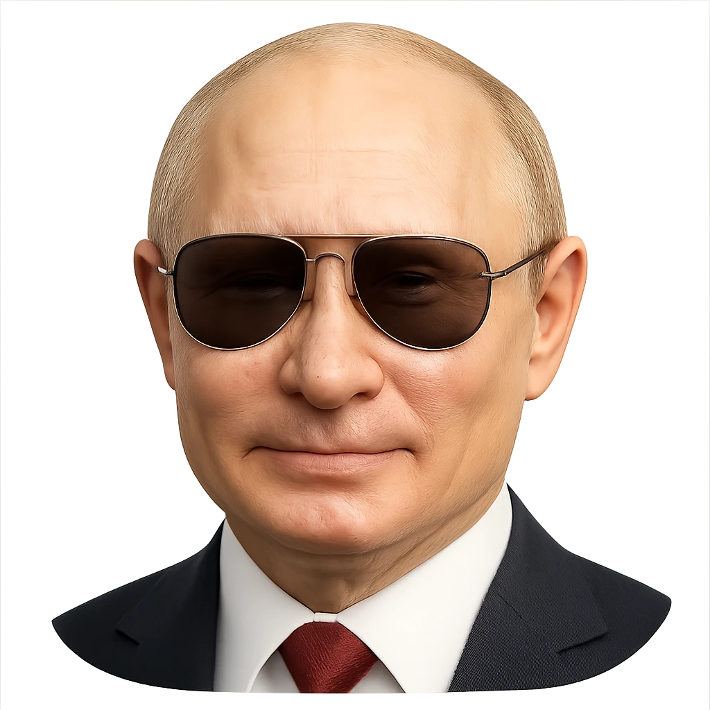 photorealistic portrait of Putin with aviator sunglasses, emoji style, no background emoji