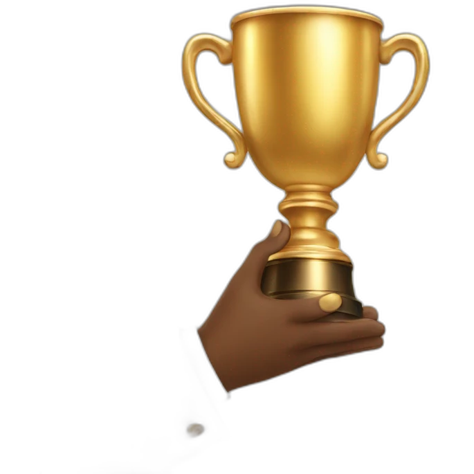 hand holding a winning golden cup emoji