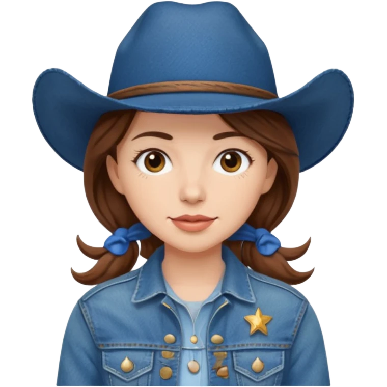 Cowgirl with denim jacket and blue hat emoji