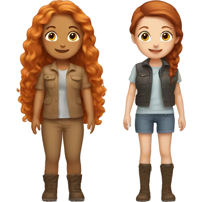 Best friends ginger girl and brunette girl emoji