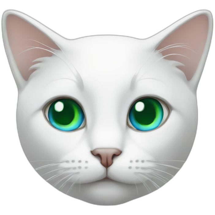 white cat with left eye green and right eye blue emoji