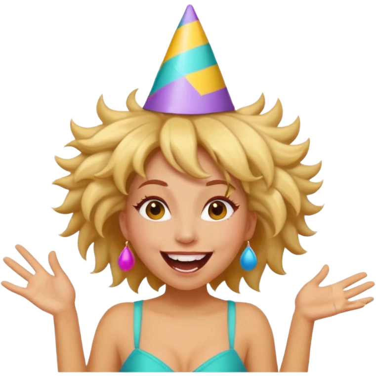 Funny, fast-talking, a little unpredictable. Life of the party vibes. woman with crazy hair
more dinamic emoji  emoji