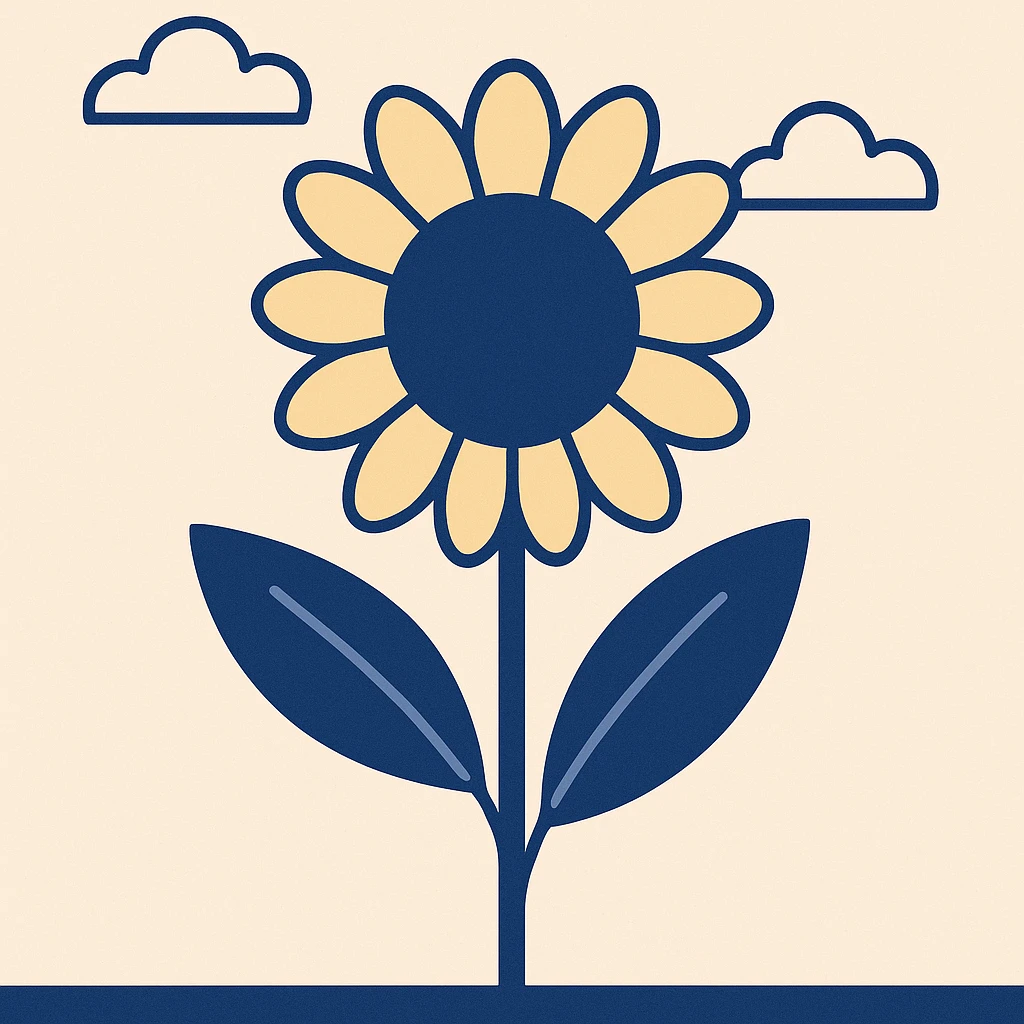 yellow flower in flat blue style emoji
