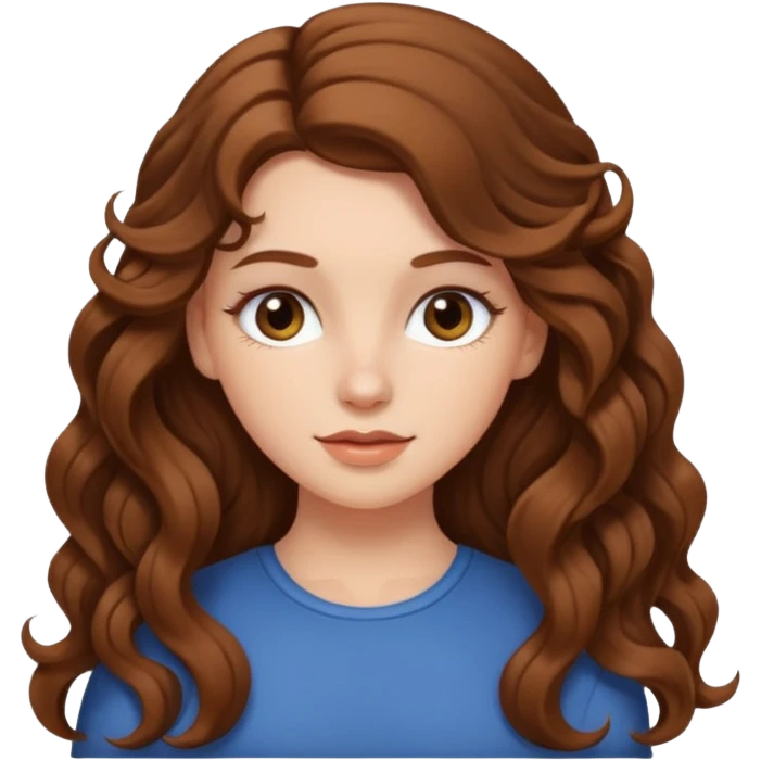 White girl with long hair soft curls and brown hair emoji