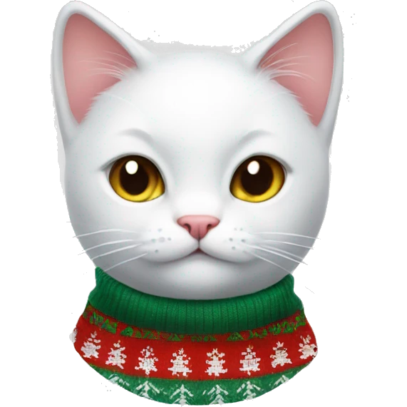 white cat with christmas sweater  emoji